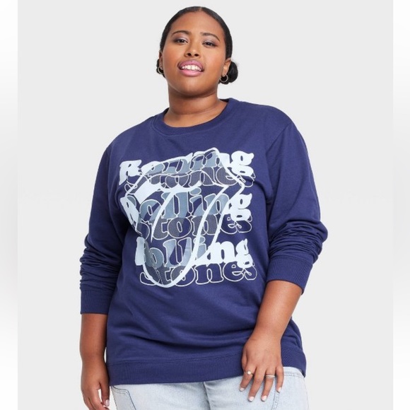 the Rolling Stones | Tops | Nwt Rolling Stones Navy Blue Logo Lightweight  Sweatshirt | Poshmark